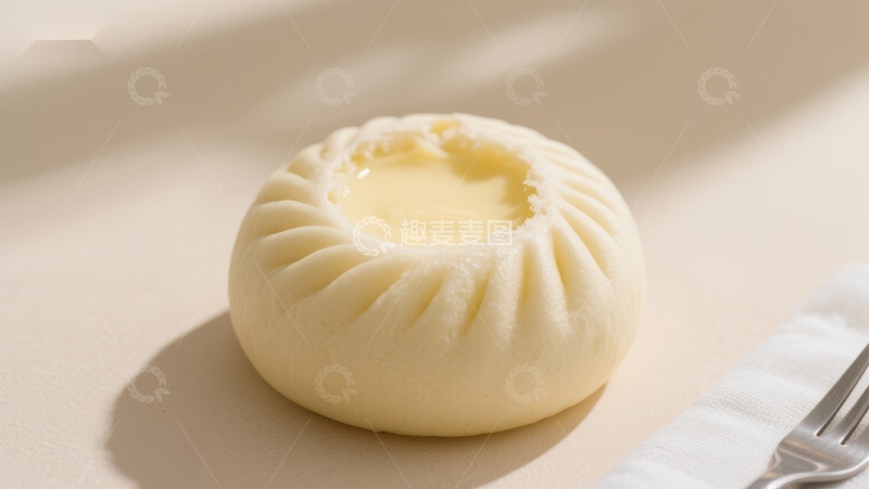 高清大图下载【趣麦麦图】奶油馅包子特写