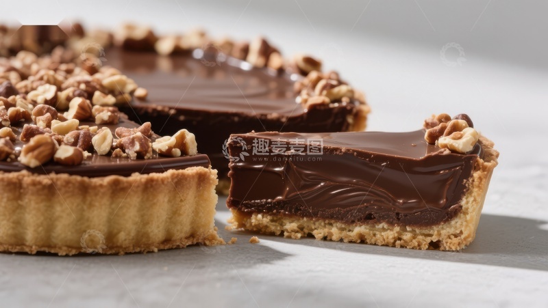 高清大图下载【趣麦麦图】巧克力核桃挞，美味甜点特写