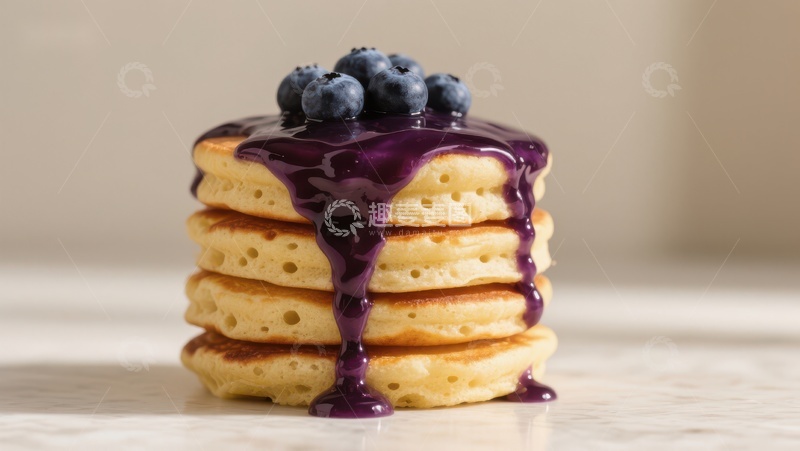 高清大图下载【趣麦麦图】蓝莓酱淋面的松饼堆