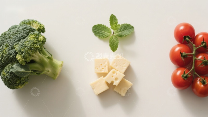 高清大图下载【趣麦麦图】新鲜蔬菜与奶酪静物摆拍
