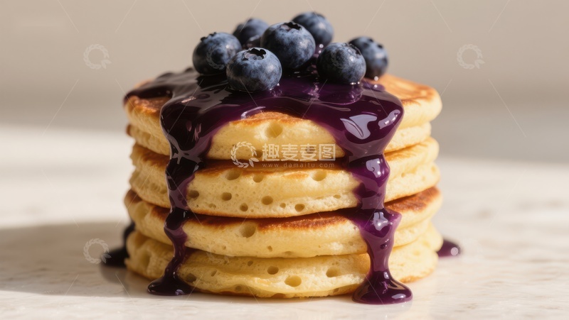 高清大图下载【趣麦麦图】蓝莓酱淋面的松饼堆