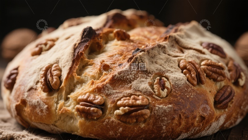 核桃点缀的全麦面包
