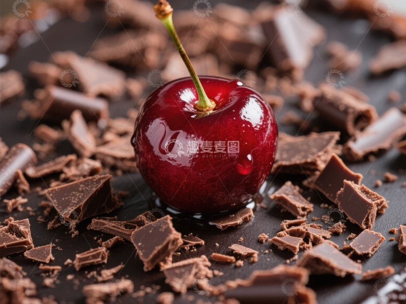 高清大图下载【趣麦麦图】樱桃与巧克力碎片的甜蜜组合