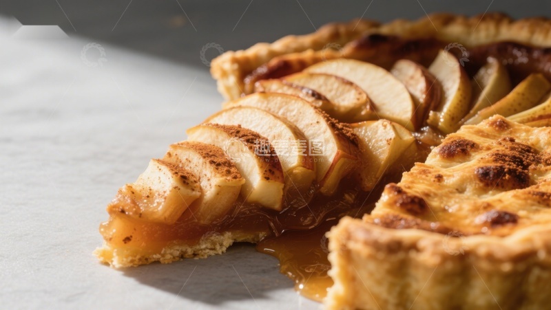 高清大图下载【趣麦麦图】苹果派特写，金黄酥脆