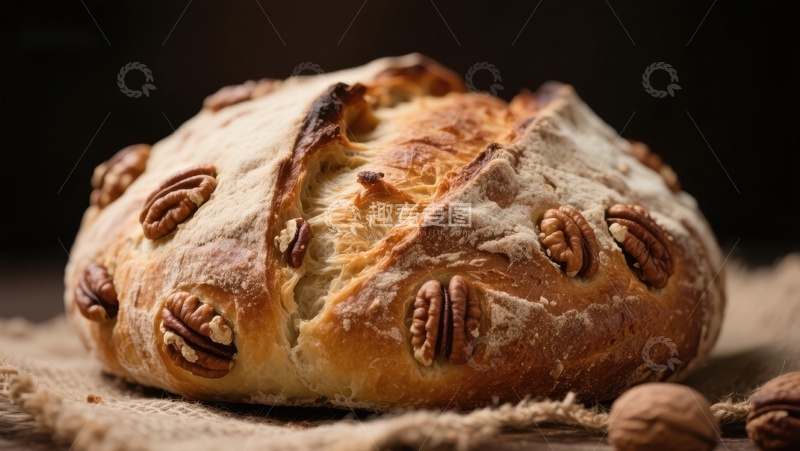 坚果装饰的全麦面包