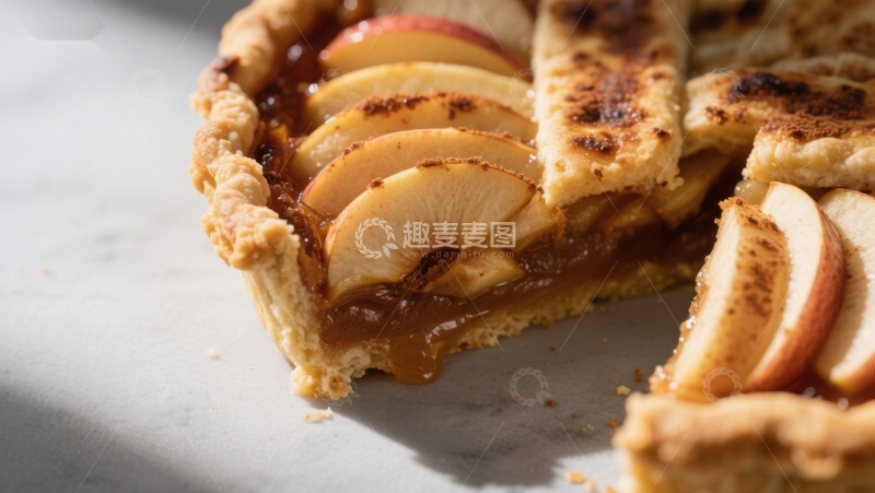 高清大图下载【趣麦麦图】苹果焦糖馅饼，切片展示