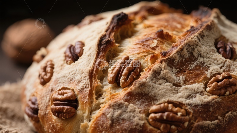 核桃点缀的全麦面包