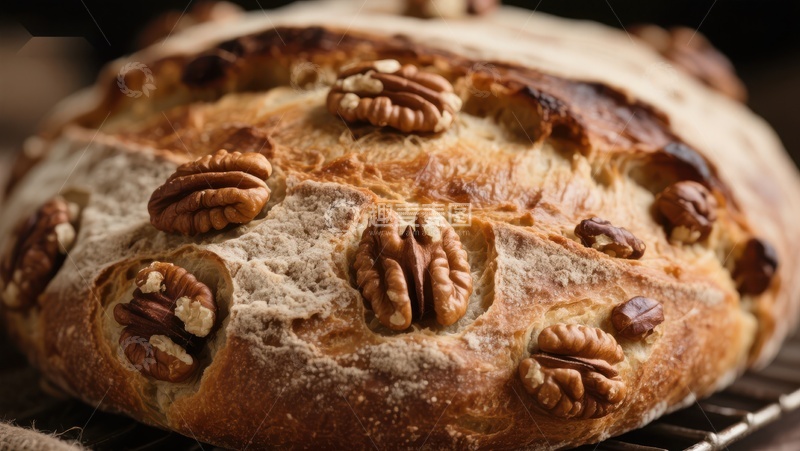 核桃点缀的全麦面包