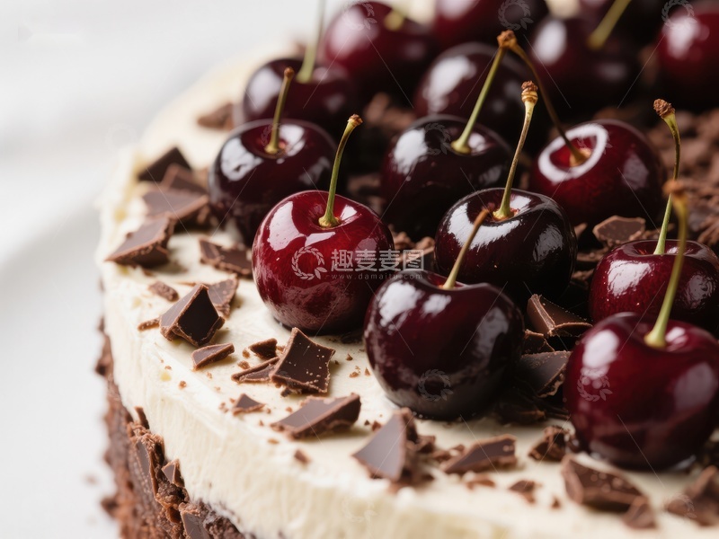 高清大图下载【趣麦麦图】樱桃巧克力蛋糕特写