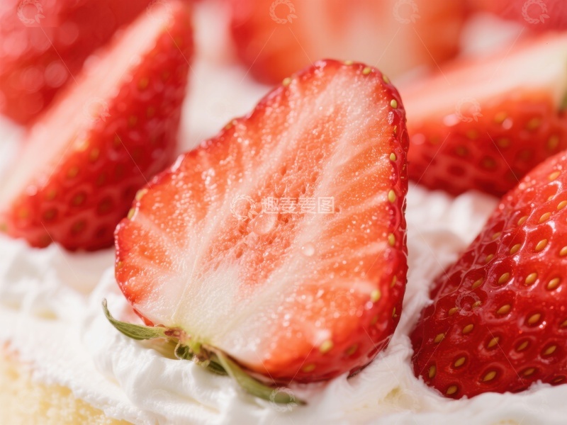 高清大图下载【趣麦麦图】新鲜草莓与奶油的完美搭配