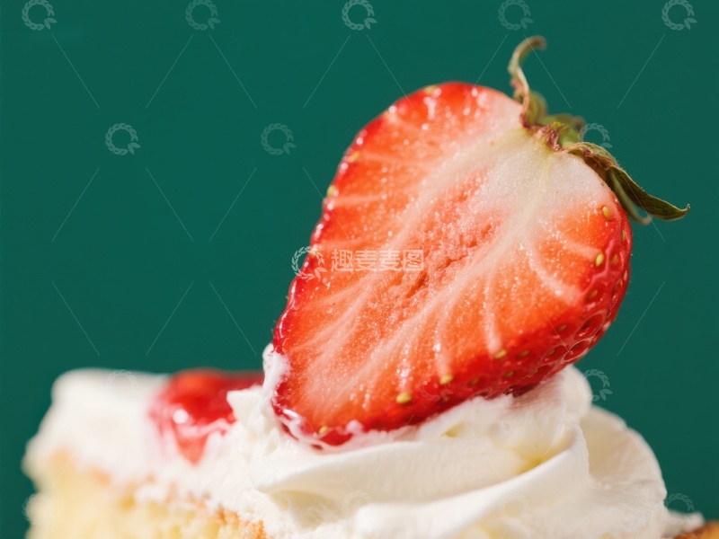 高清大图下载【趣麦麦图】草莓奶油蛋糕特写