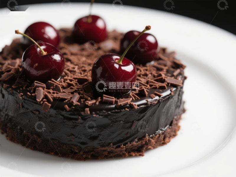 高清大图下载【趣麦麦图】巧克力蛋糕配樱桃