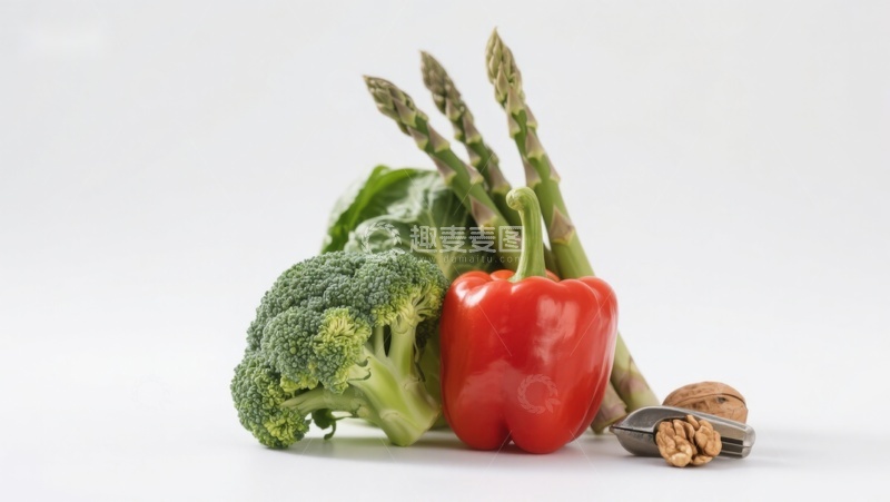 高清大图下载【趣麦麦图】新鲜蔬菜与坚果静物组合