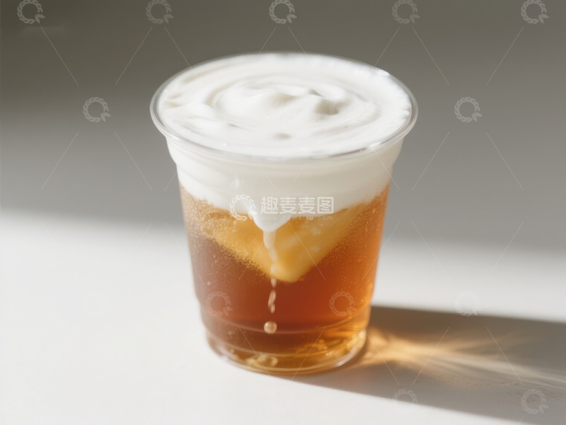 高清大图下载【趣麦麦图】冰茶配奶油，阳光下的清新饮品