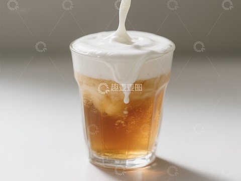 泡沫倾泻入杯中的饮品