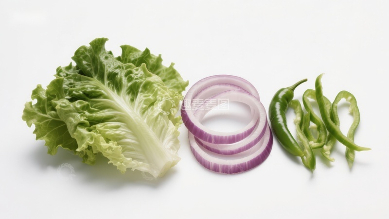 高清大图下载【趣麦麦图】生菜洋葱青椒切片摆盘