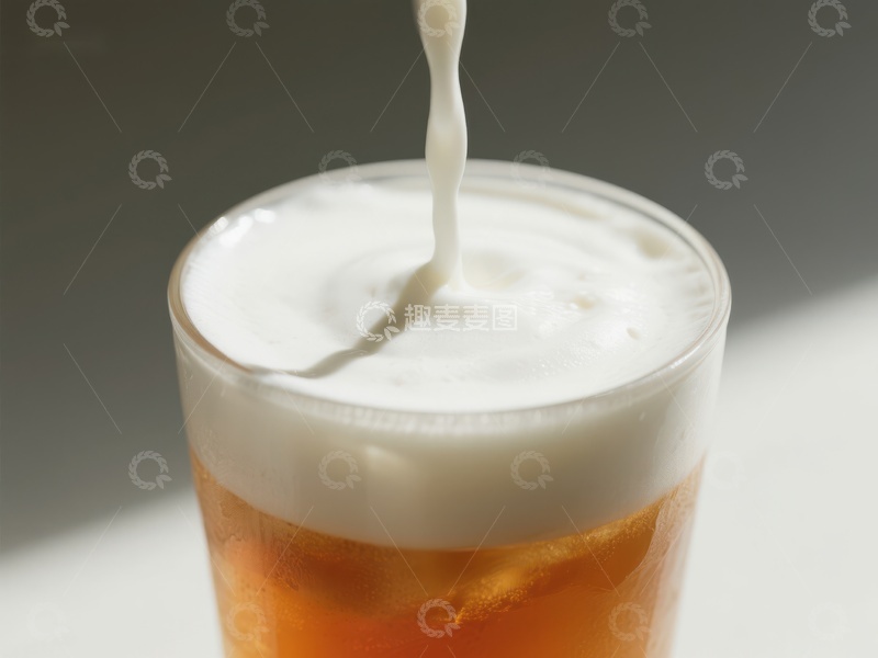 高清大图下载【趣麦麦图】牛奶倒入饮品，泡沫丰富