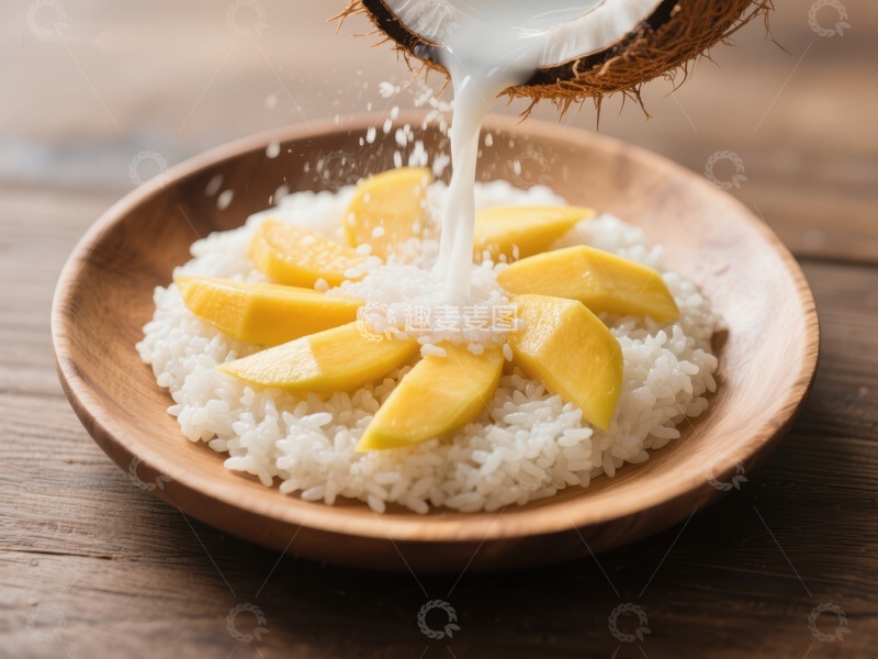 高清大图下载【趣麦麦图】椰汁浇灌芒果糯米饭