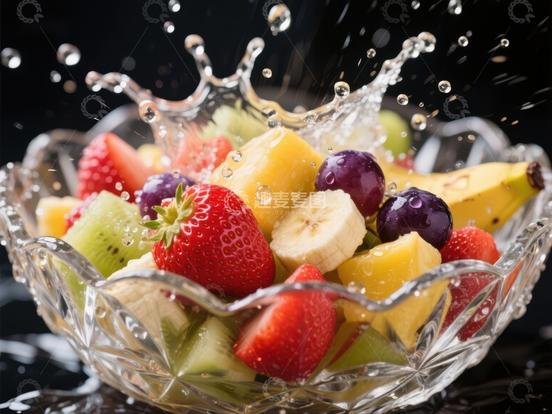 高清大图下载【趣麦麦图】新鲜水果沙拉溅水瞬间
