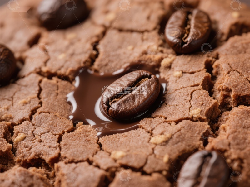 高清大图下载【趣麦麦图】咖啡豆点缀的巧克力饼干