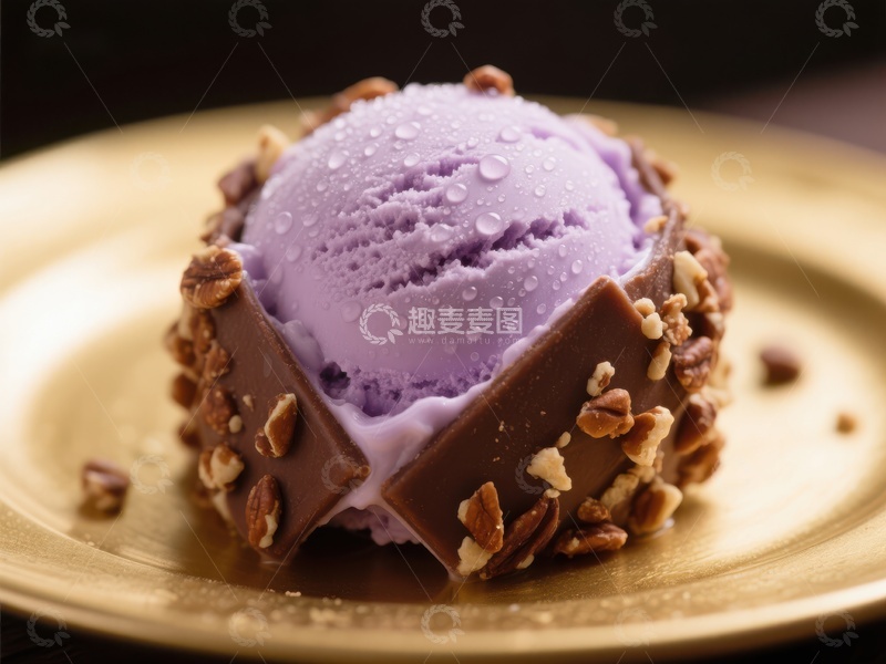高清大图下载【趣麦麦图】紫薯冰淇淋配巧克力碎片