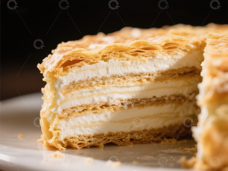 高清大图下载【趣麦麦图】层次分明的奶油酥皮蛋糕