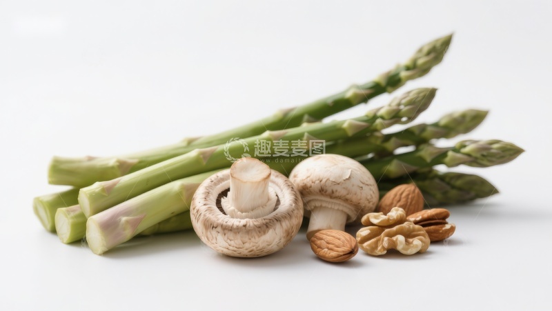 高清大图下载【趣麦麦图】芦笋香菇核桃静物