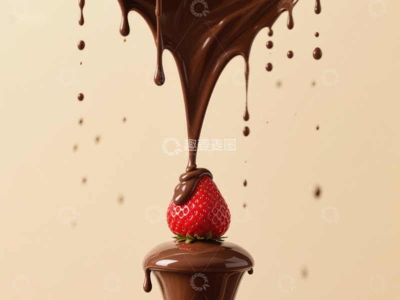 高清大图下载【趣麦麦图】巧克力淋滴草莓特写