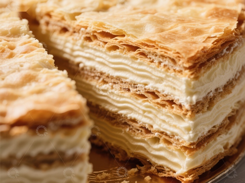 高清大图下载【趣麦麦图】层层叠叠的奶油酥皮蛋糕