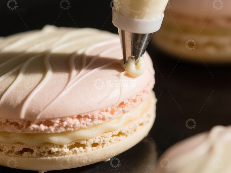 高清大图下载【趣麦麦图】奶油挤花装饰马卡龙