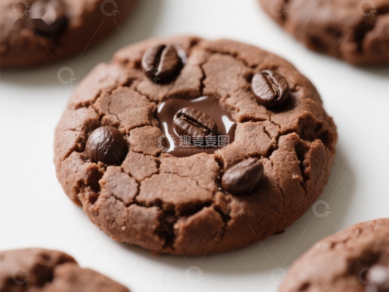 高清大图下载【趣麦麦图】咖啡豆点缀的巧克力饼干