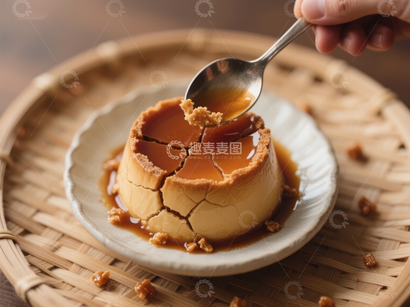 高清大图下载【趣麦麦图】焦糖布丁：甜蜜的裂纹诱惑