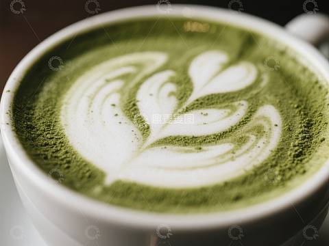 抹茶拿铁艺术：绿色与白色的完美融合