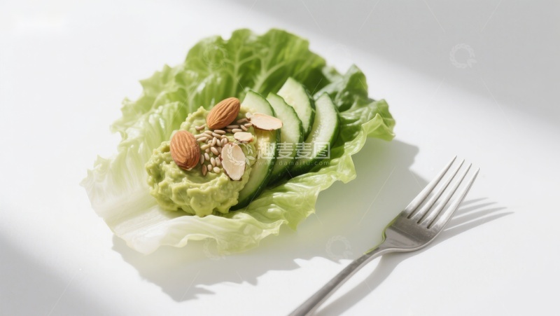 高清大图下载【趣麦麦图】生菜黄瓜坚果沙拉