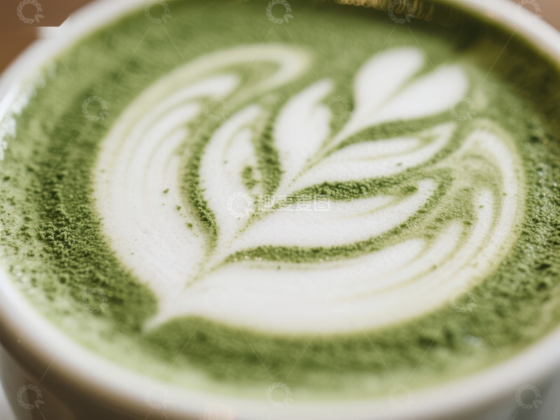 高清大图下载【趣麦麦图】-抹茶拿铁上的精美拉花艺术