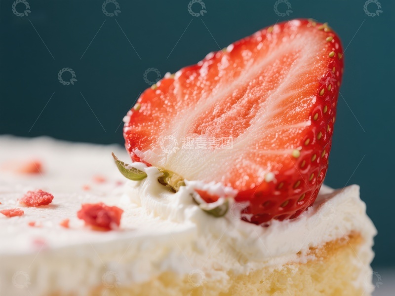 高清大图下载【趣麦麦图】草莓奶油蛋糕特写