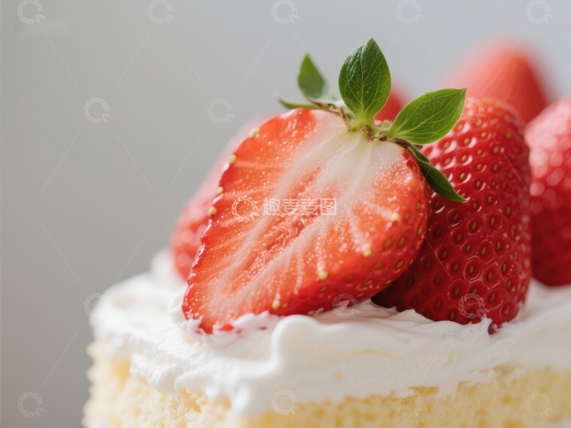 高清大图下载【趣麦麦图】草莓奶油蛋糕特写