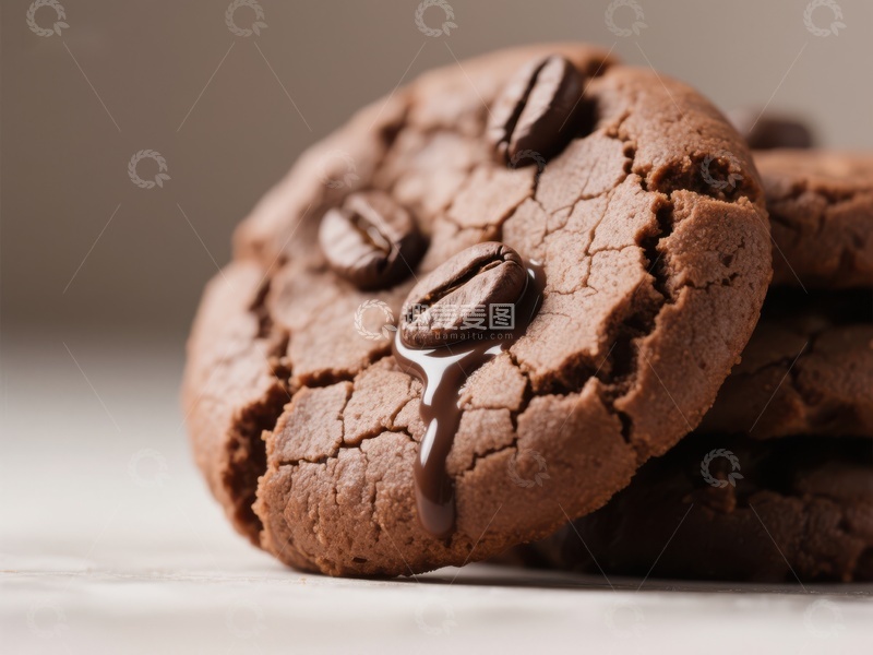 高清大图下载【趣麦麦图】巧克力咖啡豆饼干特写