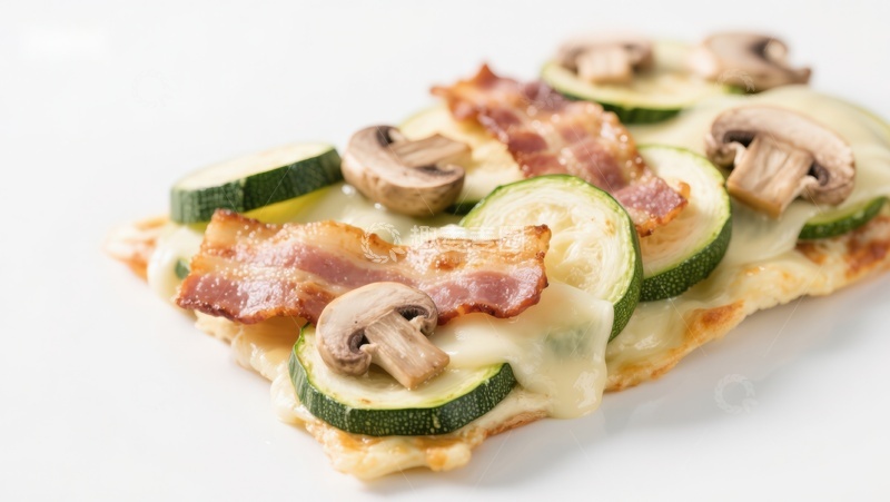 高清大图下载【趣麦麦图】培根芝士西葫芦披萨