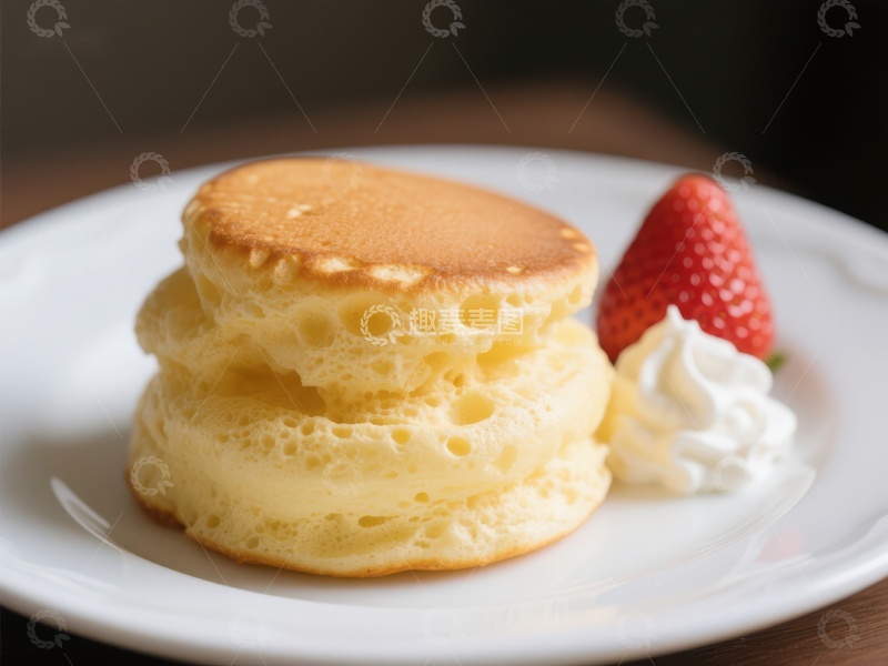 高清大图下载【趣麦麦图】松软煎饼配奶油草莓