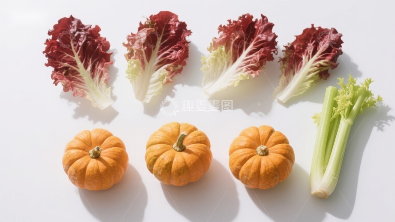 高清大图下载【趣麦麦图】南瓜与生菜的静物摆拍