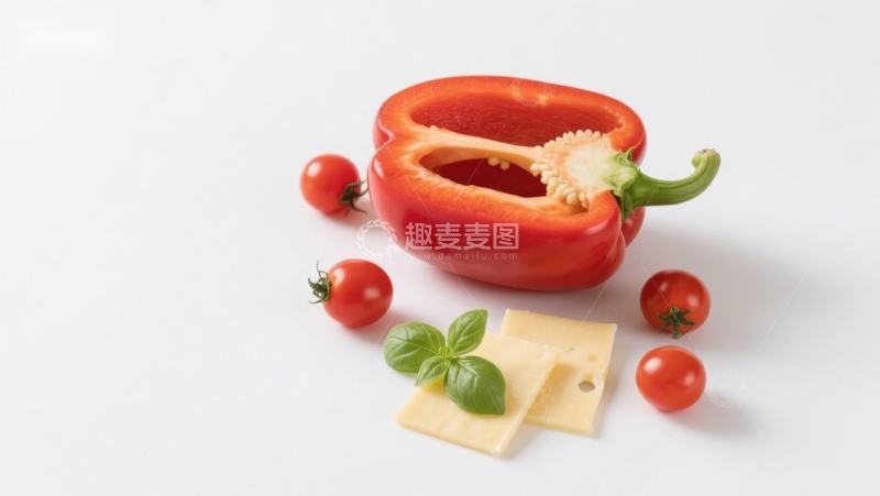高清大图下载【趣麦麦图】红椒番茄奶酪与罗勒组合