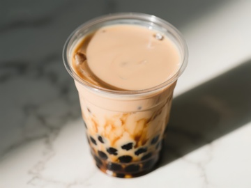 一杯珍珠奶茶特写