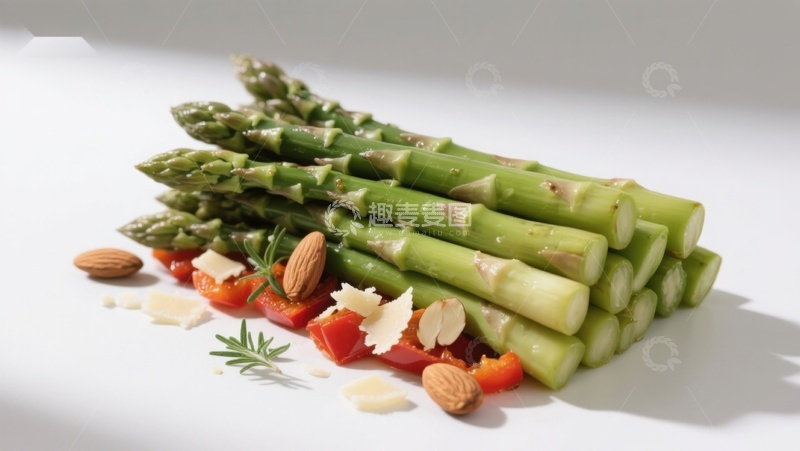 高清大图下载【趣麦麦图】新鲜芦笋配坚果与香草