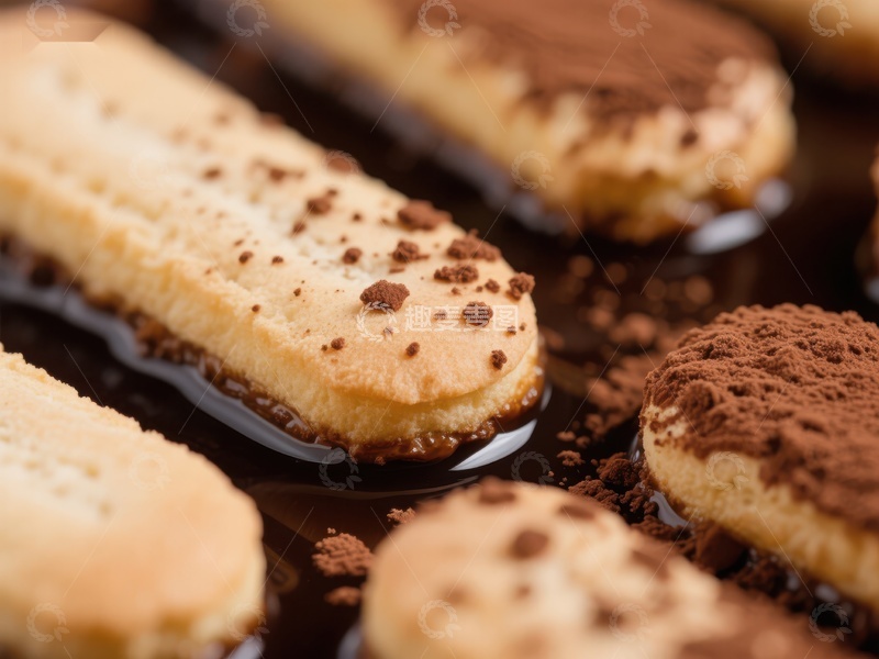 高清大图下载【趣麦麦图】浸泡在巧克力酱中的手指饼干