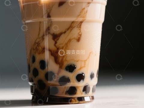 奶茶中的珍珠特写
