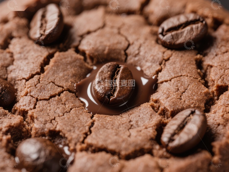 高清大图下载【趣麦麦图】咖啡豆点缀的巧克力饼干