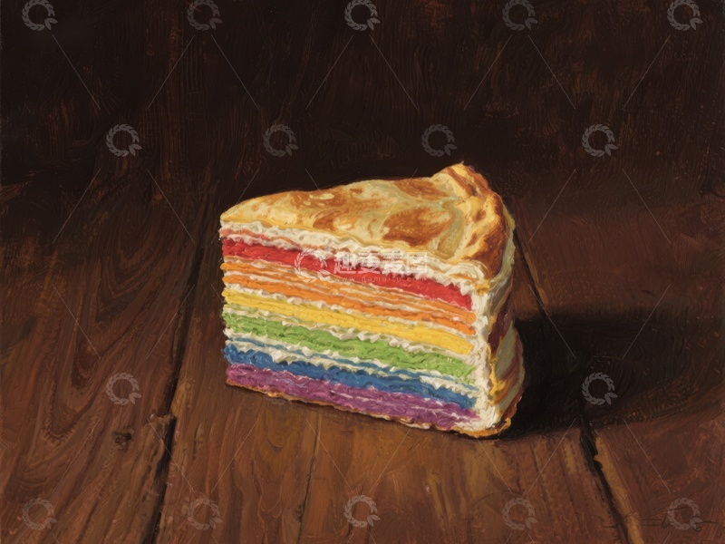高清大图下载【趣麦麦图】彩虹蛋糕切片