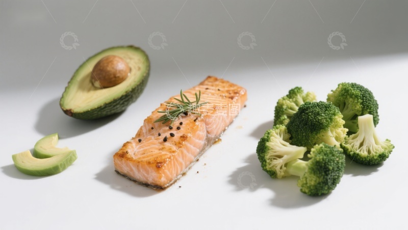高清大图下载【趣麦麦图】三文鱼配牛油果西兰花