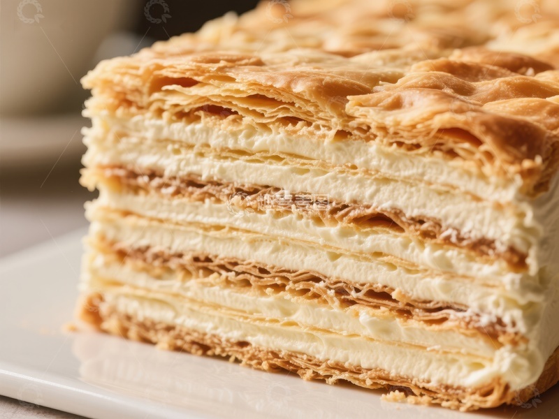 高清大图下载【趣麦麦图】层层酥皮奶油蛋糕
